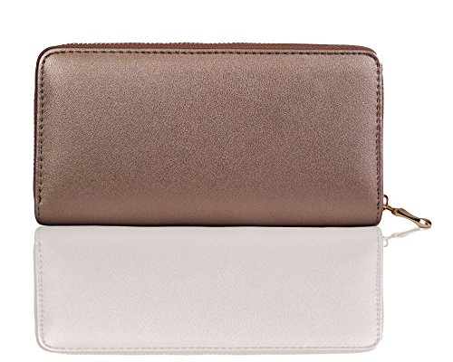 Preisvergleich Produktbild Easy4fashion Damen Geldbörse Geldbeutel Portmonnaie Etui Metallic Look Kartenfächern (Bronze)