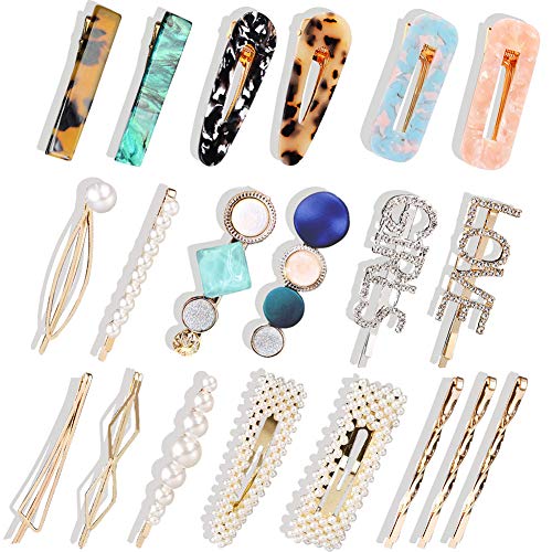 20Pcs Hair Clips - GOTOBA Fashion Korean Style Pearls Hair Barrettes Sweet Artificial Macaron/Acrylic Resin Hair Barrettes Hairpins for Women,Ladies and Girls Headwear Styling Tools Hair Accessories