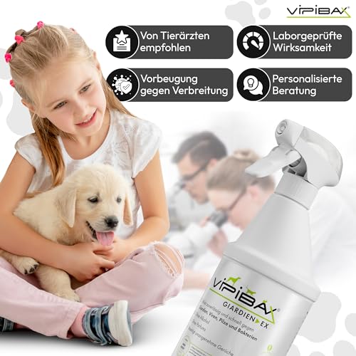 ViPiBaX Giardien EX Hygiene-Spray für Hund, Katze & Co - Geruchsentferner - Hygiene-Spray - Effektive Desinfektion gegen Giardien, Viren, Pilze & Bakterien - 500ml