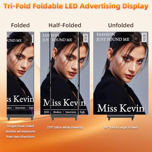 Image of 90 Inch Tri-Fold LED Poster Screen丨Dual-Sided LED Digital Signage Display | P1.86 GOB Protected | Seamless Display | Portable & Quick Install | Smart Content Control | With Flight case