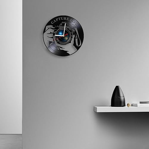 Miniatura 5 de Timethink Reloj de pared con cámara flash de 12 pulgadas, reloj de pared analógico moderno y silencioso sin tictac, funciona con pilas, para estudio