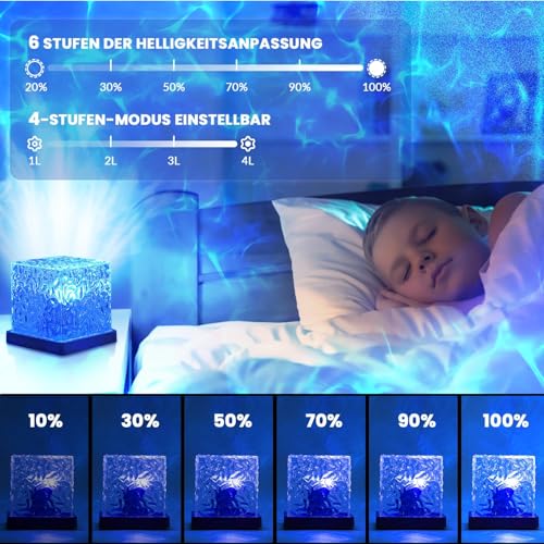 One94Store acrylic Romantic Ocean Wave Night Light Projector Lamp, 3D Water Wave Effect, LED Projection Lamp for Bedroom Decor, Remote Control (Cube Shape) 8 51cB4QSvg5L