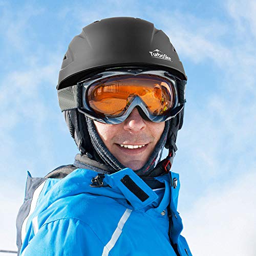 TurboSke Ski Helmet, Snowboard Helmet, Snow Sports Helmet for Men Women and Youth (Black, L)