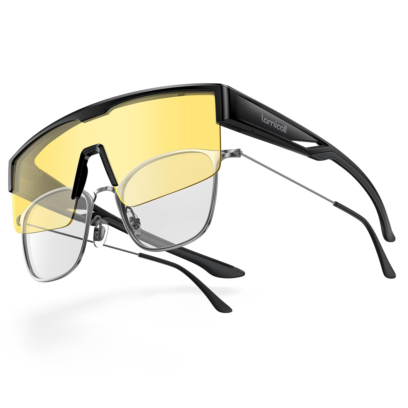 Lamicall Überzieh Sonnenbrille, Fahrradbrille für Brillenträger - [25g TR-90 Ultraleicht] Polarisierte Sonnenbrille über Normale Brille für Herren & Damen, UV400 Überziehbrille für Fahrrad Auto Angeln