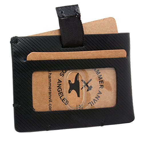 HAMMER ANVIL Mens Minimalist Front Pocket Wallet RFID Safe Leather Easy Pull Tab Cordoba Black