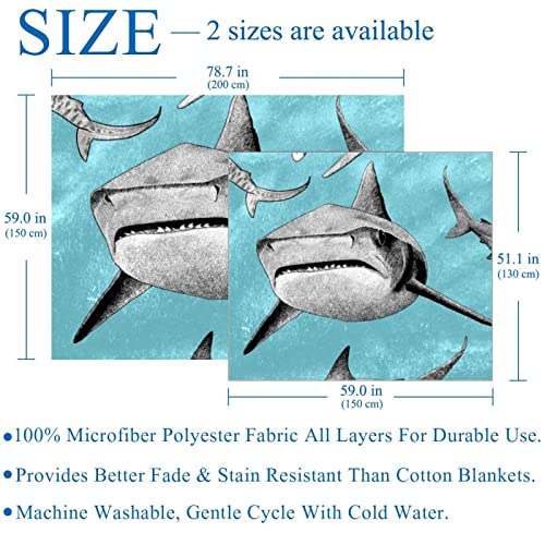 Couverture microfibre de qualité supérieure jeté de lit imprimé requins - 4