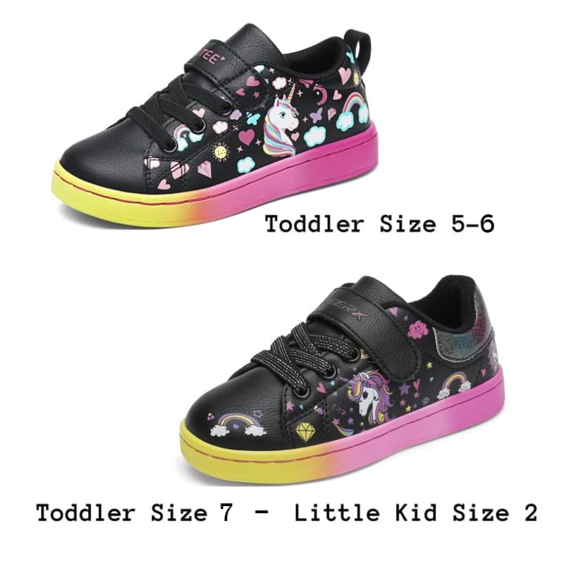 GEERX Toddler Girl Shoe Lightweight Casual Adjustable Strap Cute Unicorn Sneaker Comfortable for Walking Running (Infant/Toddler/Little Kid)2