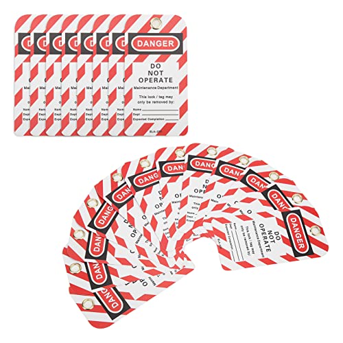 Sonew 30 Stück Lockout Etikett, Wiederbeschreibbares PVC Sicherheits Vorhängeschloss Etikett, Gefahr Warnschild, Wiederverwendbar, für Industriechemie