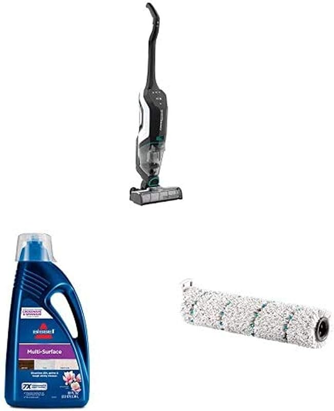 Aspiradora en seco y húmedo BISSELL 2554A CrossWave Wireless Max todo en uno con rollo de cepillo para superficies múltiples 2787 y fórmula de limpieza de pisos multisuperficies 1789G (80 oz)