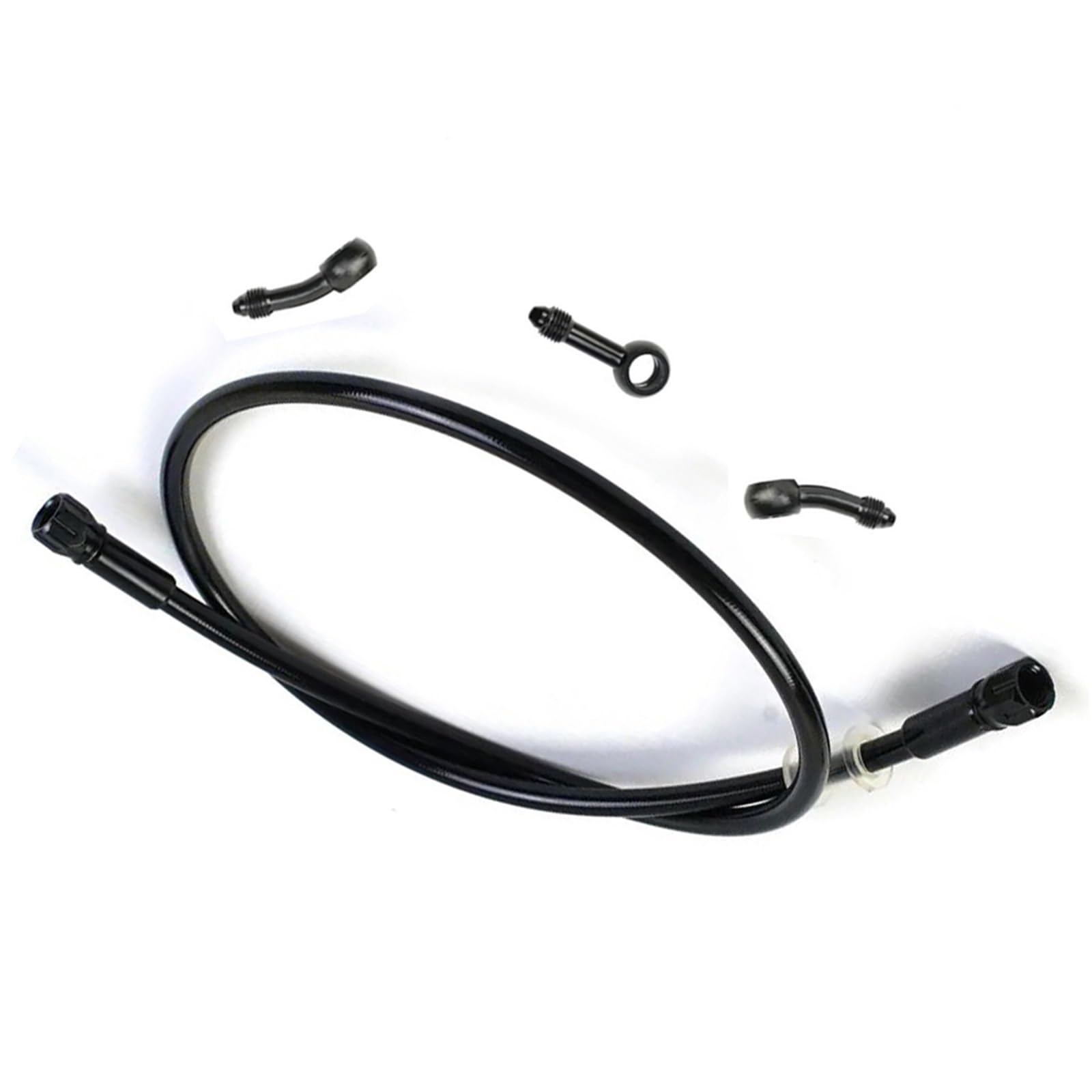 Shqxd Black- Silver Hydraulic Brake Hose An3 Motorcycle Atv Pit Dirt Street Racing Bike Motocross Motorbike Brake Hose Stainless Steel Braided Line With 360° Rotatable Banjo(1000Mm)