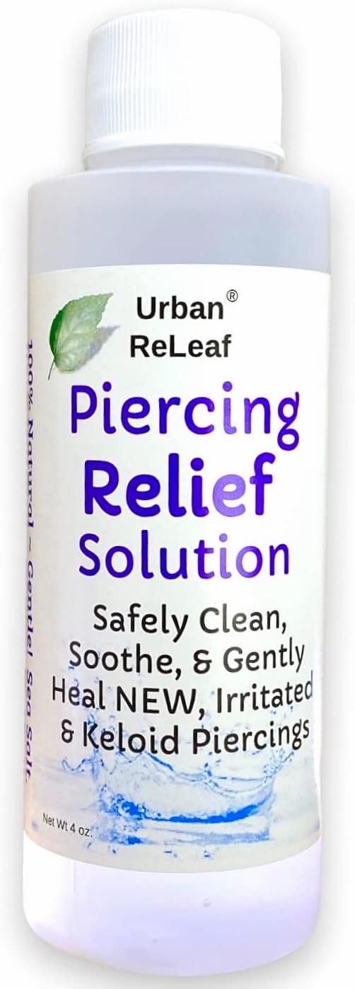 PIERCING RELIEF Solution ! Safely Clean, Soothe & Gently Calm New, Irritated and Bumpy Piercings. 100% Natural Sea Salt, Tea Tree, Rosemary