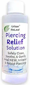Urban ReLeaf Piercing Relief Solution ! Safely Clean, Soothe & Gently Heal New, Irritated and Keloid Piercings. 100% Natural Sea Salt, Tea Tree, Rosemary