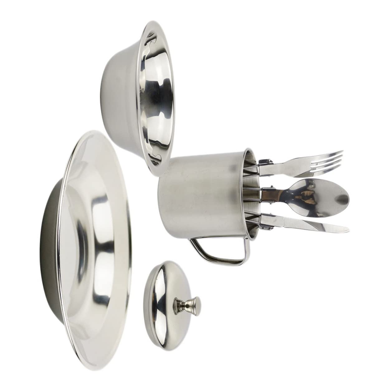 BESPORTBLE Outdoor Cooking Kit Portable Stainless Steel Cookware 1-2 Person Camping Pot Picnic Dinnerware Set