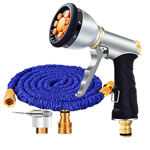 QWERTY Garden Hose，Magic Hose Garden ，with 9 Function ，3x Telescopic ，Solid Brass Hose Fittings ， Car Cleaning (Color : 30m, Size : 135x190mm)
