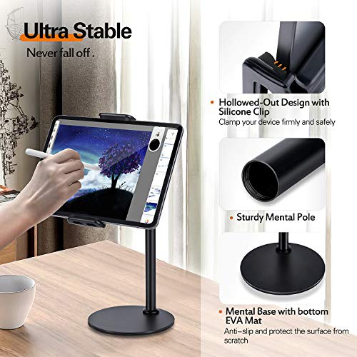 Tablet Stand Holder, Boxeroo Tablet & Phone Holder Stand with Adjustable Height & 360° Rotating, Desktop Tablet Stand for iPad Mini/iPhone/Switch/Samsung Galaxy Tabs/E-Reader and More(4.7-12.9'')
