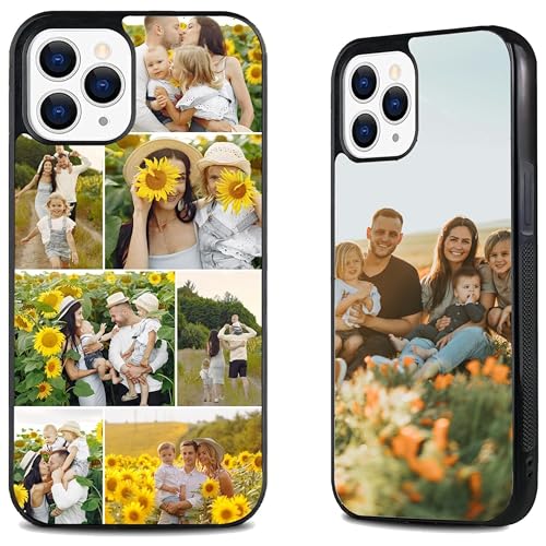 EKAM Personalised Phone Case For Apple iPhone 17 16 15 14 Pro Max Mini Plus 13 12 11 X XS XR SE 8 7 - Custom Photo Shockproof TPU Back Cover Personalize Image Collage Layout (7 Images)