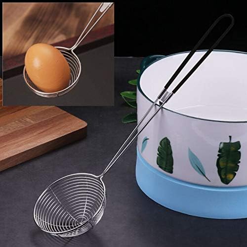 Winfred 6 Pieces Wire Skimmer, Spider Strainer, Stainless Steel Wire Skimmer Spoon, Stainless Steel Durable Heat Resistant Mesh Colander with Long Handle for Hot Pot Eating, Soup Draining Black