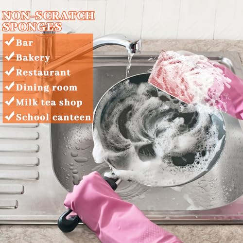 Image of Honeydak 36 Pcs Kitchen Scrubbing Sponges in 6 Colors Multipurpose Non-Scratch Scrubbing Cleaner Sponges Scouring Tool for Fast Cleaning Dishes, Pots, Pans, Sink