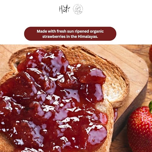 Image of HoYi Strawberry Jam Preserve| No Refined Sugar & Preservatives | Farm-Fresh | Loaded with 62% Fruit Chunks | Kids and Moms | No Added Flavors or Colors (480 gms)