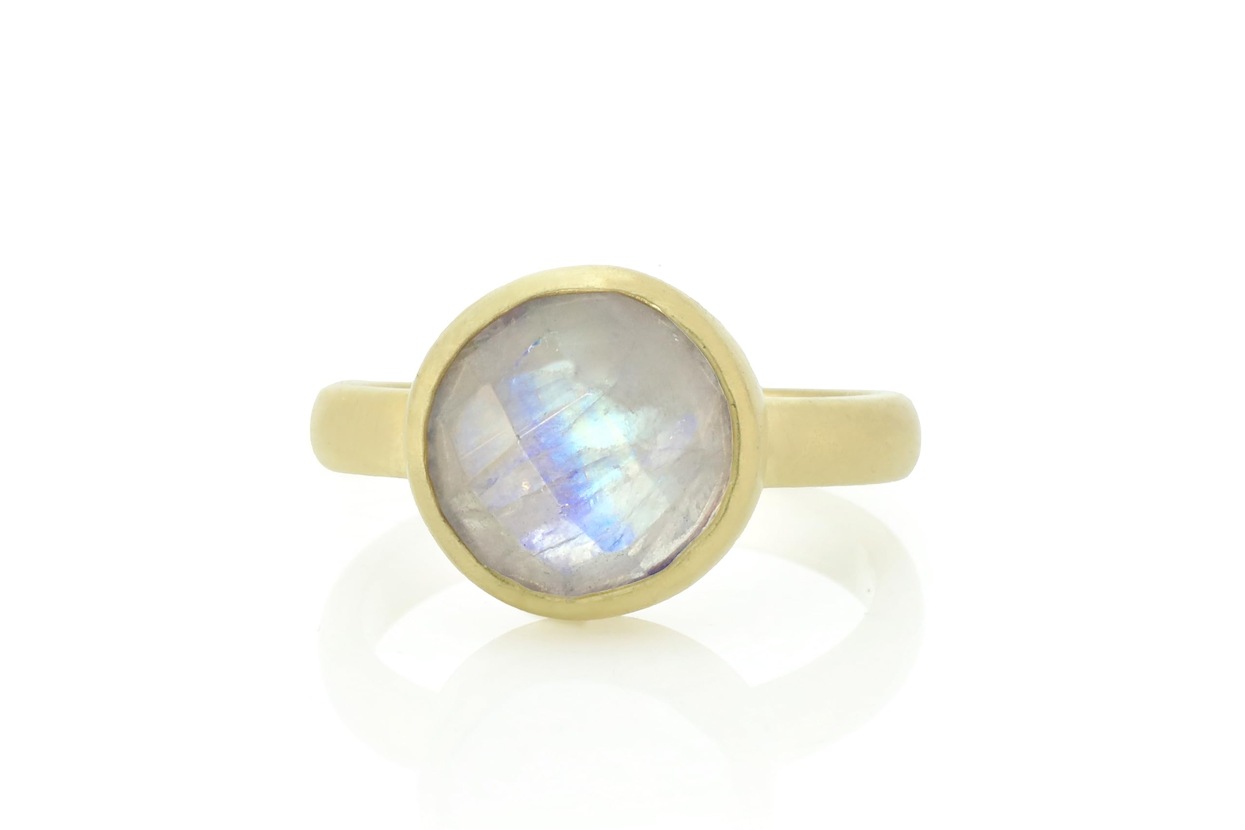 10mm Runde 14k Gold Regenbogen Mondstein Lünette Set - Gold Gefüllt Handgemachte Ring - Juni Geburtsstein Ring - Ideale Geschenk oder Verlobungsring - Vorschlag-Schmuck