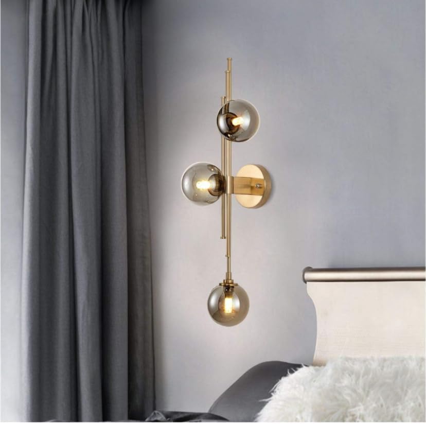 Image of Wall Lamp Chandelier Pendant Light, Home Decor for Bedroom, Living Room, Hallway, Cafe, Hotel, Restaurant (3 Light Black Wall LAMP with LED Bulb Pack of 1)