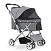 Kinderwagen Trolley Einhand-Faltung 4-Rad für Katzenhund Umkehrbare Richtung Universalrad Aufbewahrungskorb Tablett Sicherheitsgurt Max.bis zu 110 lb mit Link Brake