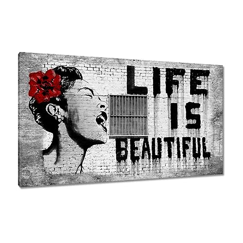 Tableau Banksy pour grand mur vide toile déco urbaine 120x70