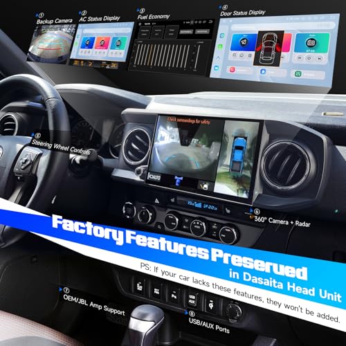 Image of Dasaita Head Unit for Toyota Tacoma 2016-2023 Upgrade to 8GB RAM+256GB ROM | 11.6'' Android 13 Car Stereo with Wireless CarPlay Android Auto, Plug and Play Off-Road GPS Navigation, OEM Style Radio, Gray