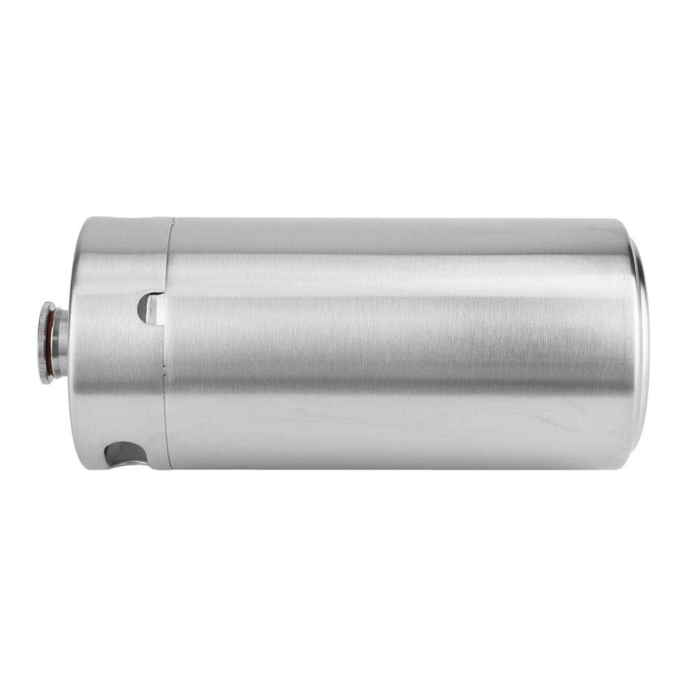 Dioche Barril de cerveza de acero inoxidable, mini barril dispensador de cerveza con tapa en espiral, estructura de una sola pared para suministros de hotel en el hogar (2 L)