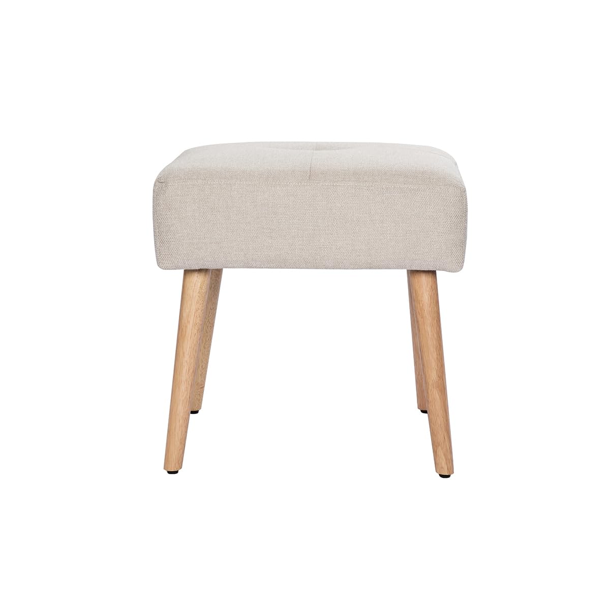 Miliboo - Taburete bajo de tela efecto terciopelo texturizado beige y madera maciza (46 cm), color beige