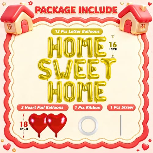 Image of TONIFUL 16 Inch Gold HOME SWEET HOME Letter Balloon Decor for Housewarming