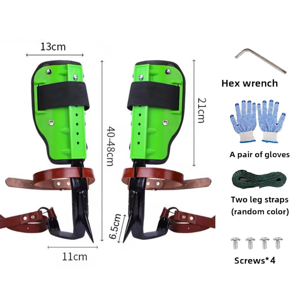Picos para trepar árboles,Equipo para trepar árboles,Zapatos para trepar árboles,2PCS Diente único,Placa de Suelo Gruesa,con Cierre a presión Correa de Piel de Vacuno y Guantes,para trepar árboles