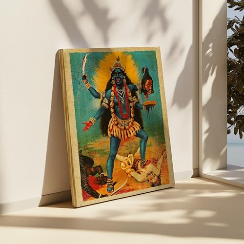 Image of Poster Master Kali Canvas - Retro Goddess Kali Print - Hindu Art - Mythology Gift for Men & Women - Indian Art - Wall Decor for Living Room, Bedroom or Dorm - Available in 8x10 to 30x40