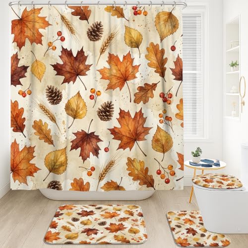 Rideau de douche rustique en polyester 183x183 avec tapis de bain assorti - 3