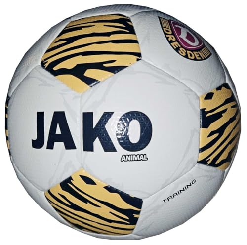 JAKO Dynamo Dresden Fußball Animal weiß gelb Gr.5 SGD Fan Ball Trainingsball, Größe:5