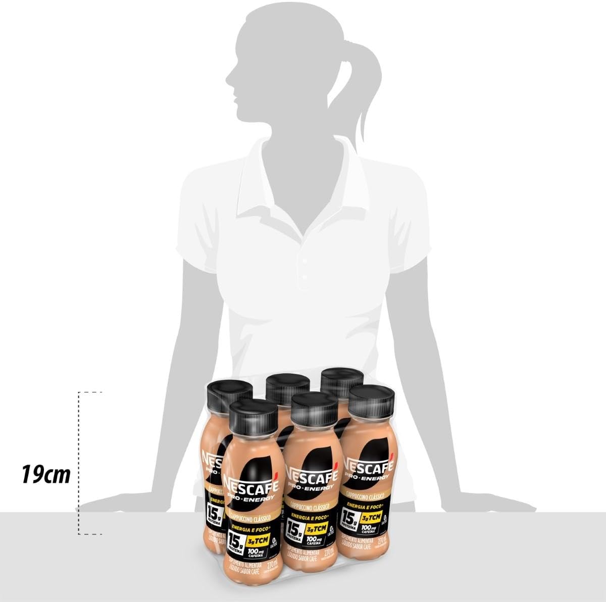 Suplemento Alimentar UHT Nescafé Pro-Energy Capuccino Clássico 15g proteína 270ml - Pack com 6 unidades