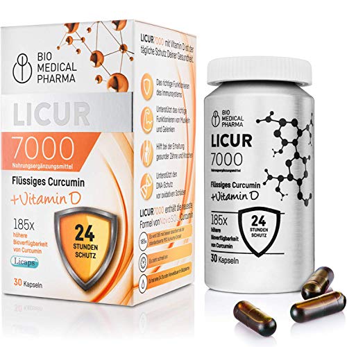 Kurkuma Kapseln hochdosiert mit Vitamin D3 | Mizellen Curcumin, 185x höhere Bioverfügbarkeit ohne Piperin | 1 flüssig Kapsel täglich - entspricht