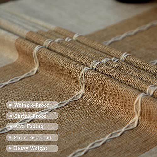 Mokani Middle Embroidery Table Cloth Washable Cotton Linen Tassel Tablecloth, Rectangle Wrinkle Free Anti-Fading Table Cover for Kitchen Dinning Thanksgiving Christmas (55 x 70 Inch, Brown) by Mokani - Image 4