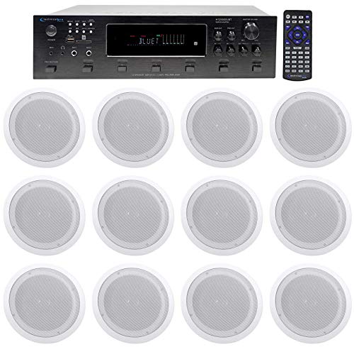 Image of Technical Pro 6000w (6) Zone Home Theater Bluetooth Receiver+(12) 8" Speakers