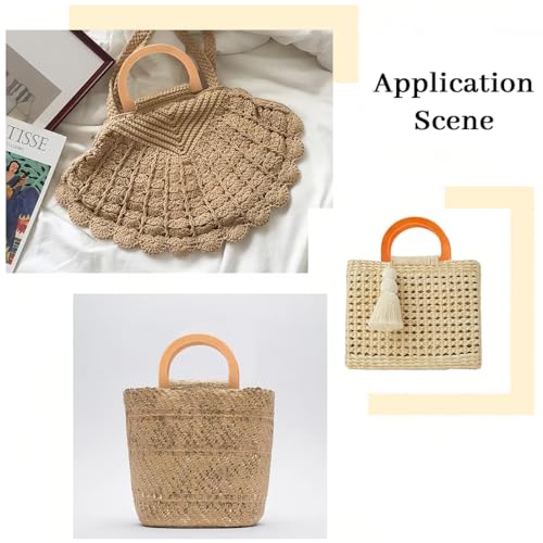 BLPRKOT 4 Stück Taschenboden zum Häkeln Leder, Oval Tasche Taschenboden, Mit magnetverschluss tasche, Taschengriffe Holz D-Form Handtasche Tragegriff Handtasche