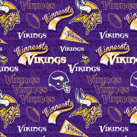 Minnesota Vikings NFL Cotton Fabric by The Yard, 44 inches Wide