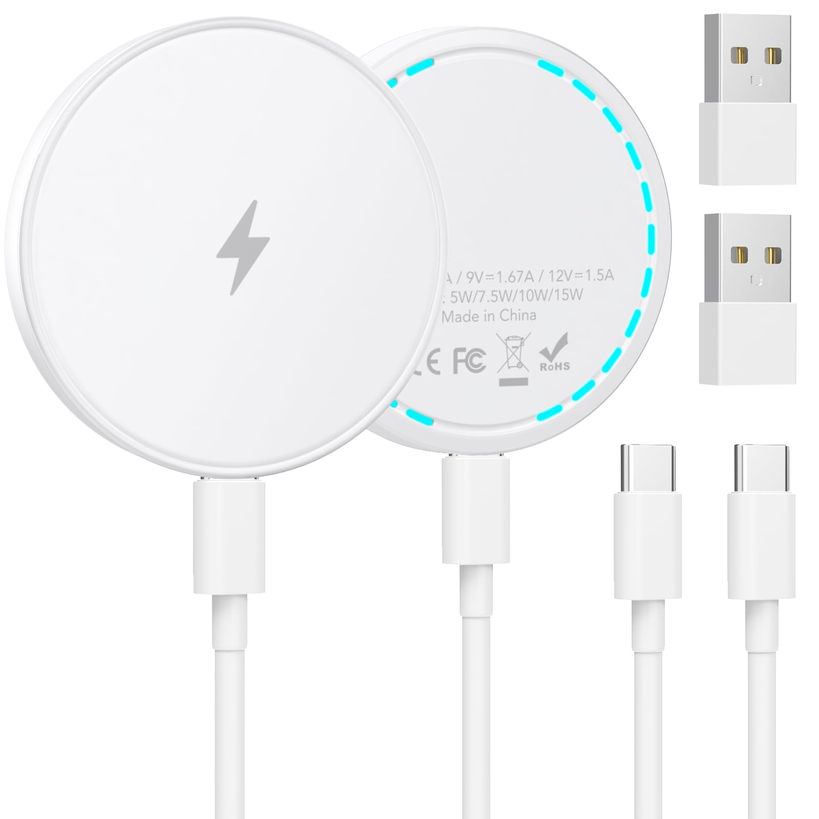 Qntry MagSafe Charger 2 Pack 15W Magnetic Wireless