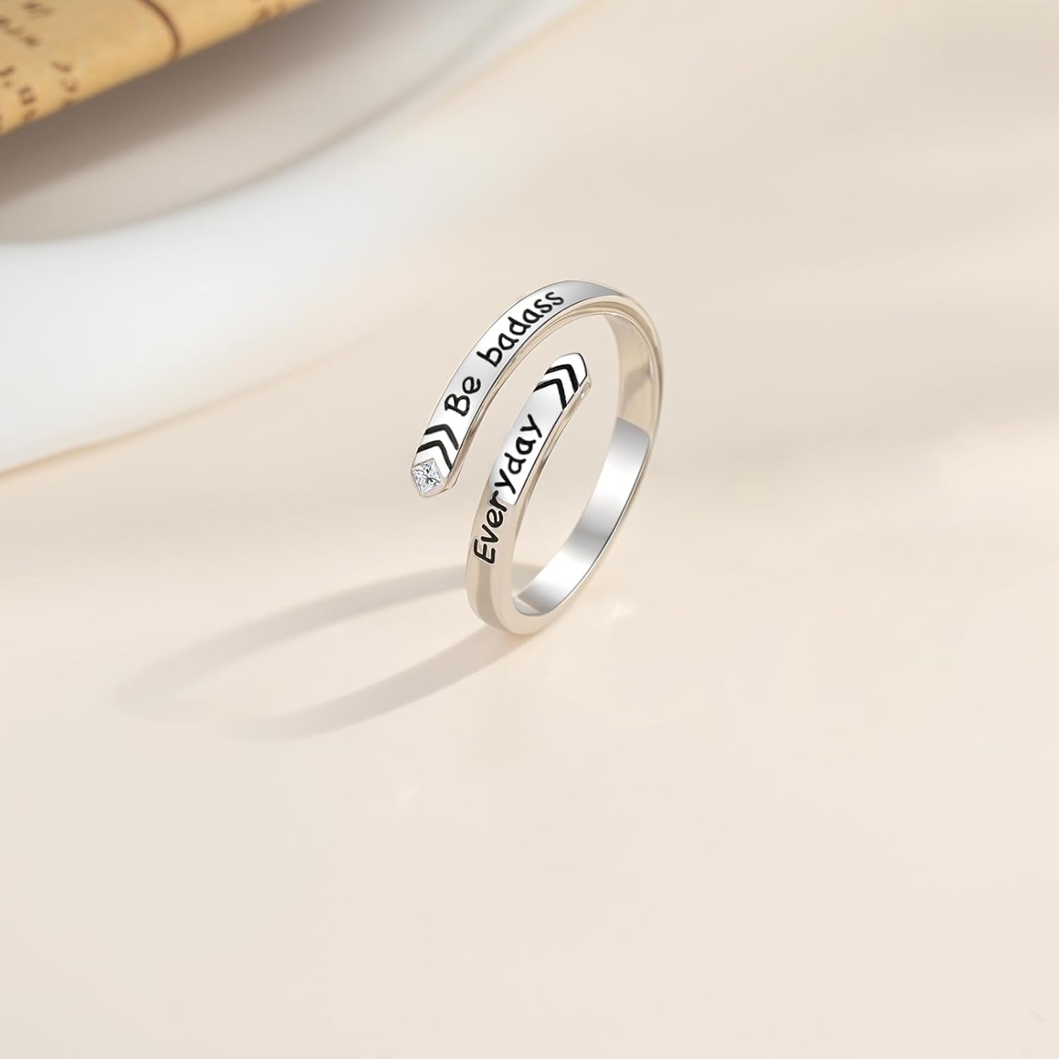 925 Sterling Silver Inspirational Ring Adjustable Thumb Rings for Women