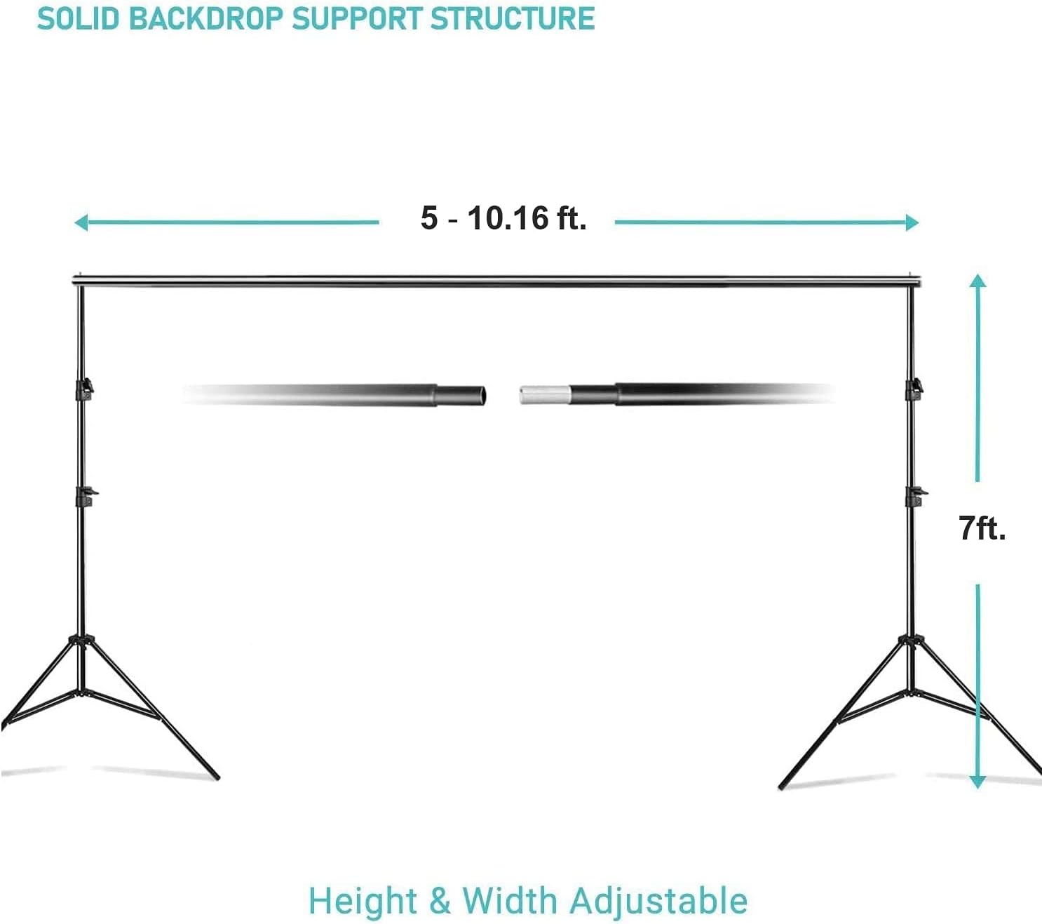 LimoStudio 10 ft. Backdrop Stand with 5 x 10 ft. Green Screen, Adjustable Chroma Key Background Support Kit, Photo Video Photography Studio, AGG2983