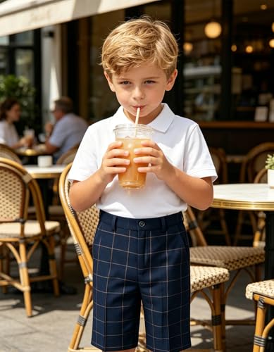 Image of Boy Shorts Kids Stretch School Uniform Clothes Flat Front Dress Casual Shorts with Pockets for Summer