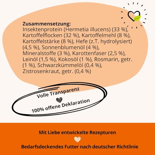BugBell 800g Premium Trockenfutter, für Fellpflege & Parasitenabwehr, mit Karotte, Schwarzkümmelöl, Kokosöl, Zistrosenkraut & Rosmarinpulver