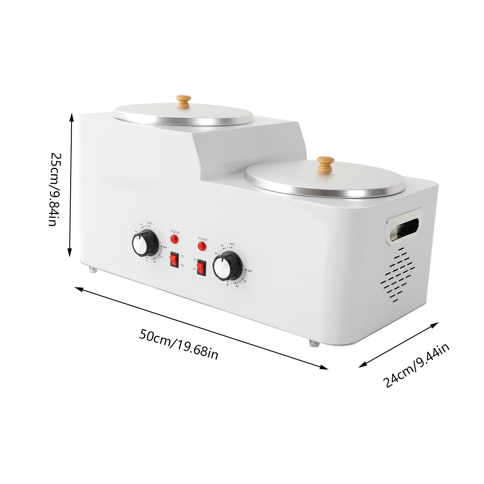 Calentador de Cera Depilatoria Doble Olla 600W 2.5L/olla Temperatura Ajustable Maquina Cera Caliente Depilacion adecuado para Personas, Salones Belleza, Uñas, Centros para Cuidado Piel