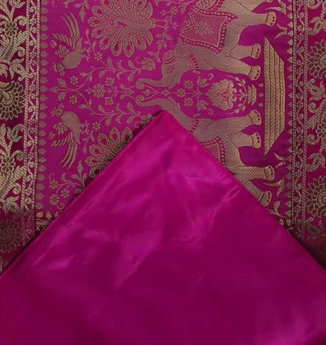 Image of Decorative Handmade Silk Table Runner Golen Brocade Dinning Table & Centre Table Top Decor Rectangular Runners Bed Runners Table Cloth for Wedding (152 X 40 CM ) (Pink)