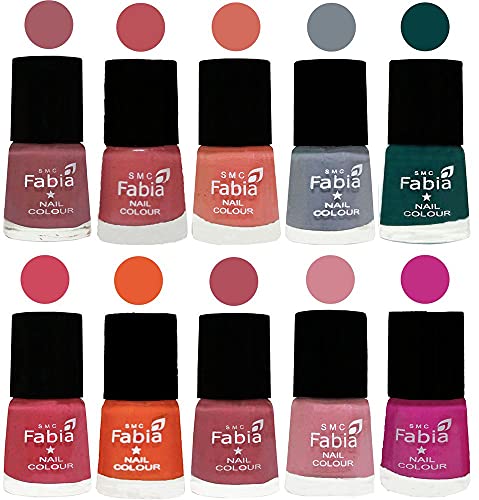 Image of ALL IN ONE (PACK OF 10), Long Lasting Glossy Nail Polish, 6 ml Each, All Vibrant Colours,01978