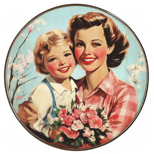 Targa in latta con scritta "Happy Mother's Day", vintage, in metallo, per casa di campagna, cortile, esterno, veranda, ghirlanda, parete, divertente, decorazione da 30,5 cm